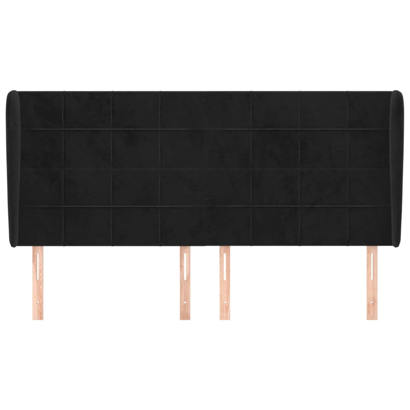 vidaXL fekete bársony fejtámla szárnyakkal 183x23x118/128 cm