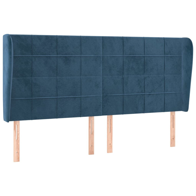 vidaXL sötétkék bársony fejtámla szárnyakkal 183x23x118/128 cm