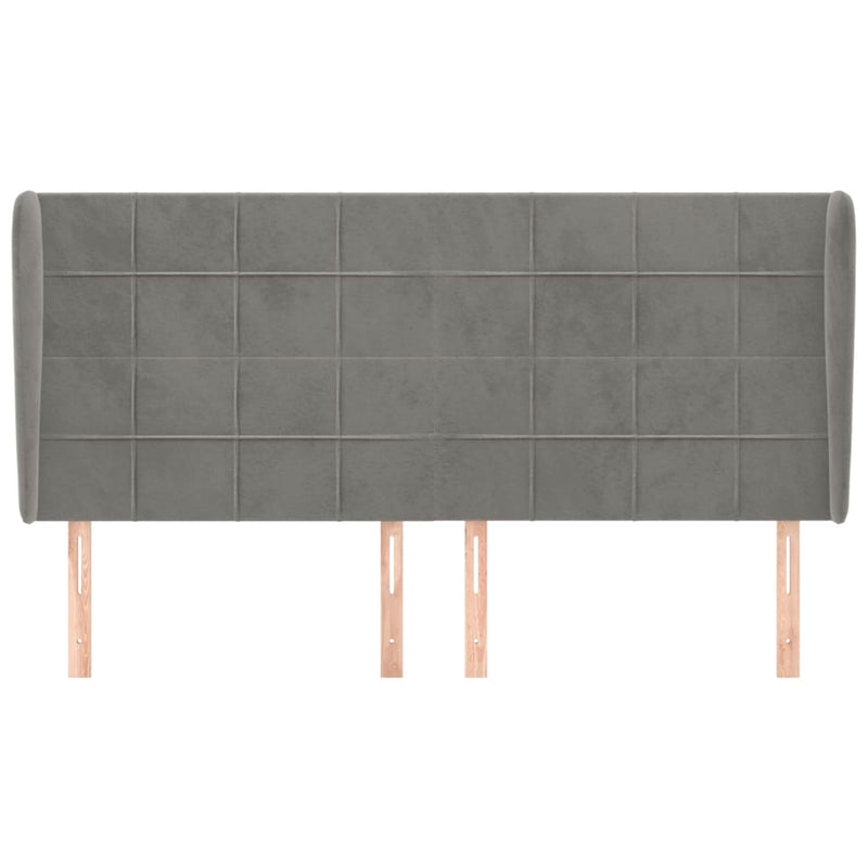 vidaXL világosszürke bársony fejtámla szárnyakkal 203x23x118/128 cm