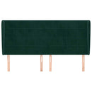 vidaXL sötétzöld bársony fejtámla szárnyakkal203x23x118/128 cm