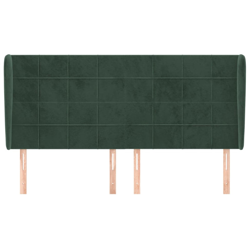 vidaXL sötétzöld bársony fejtámla szárnyakkal203x23x118/128 cm