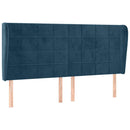 vidaXL sötétkék bársony fejtámla szárnyakkal 203x23x118/128 cm