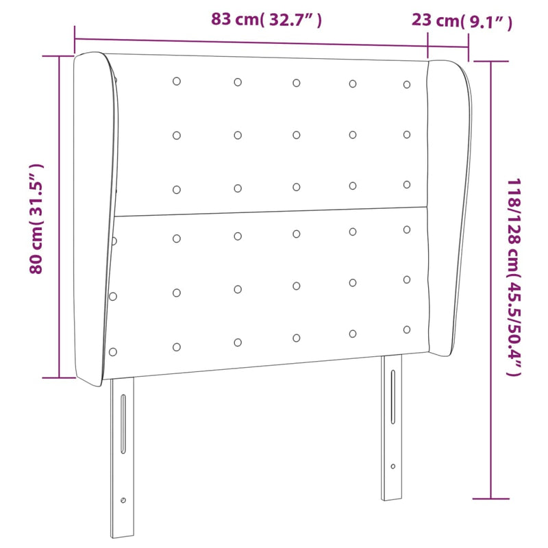 vidaXL cappuccino műbőr fejtámla szárnyakkal 83 x 23 x 118/128 cm