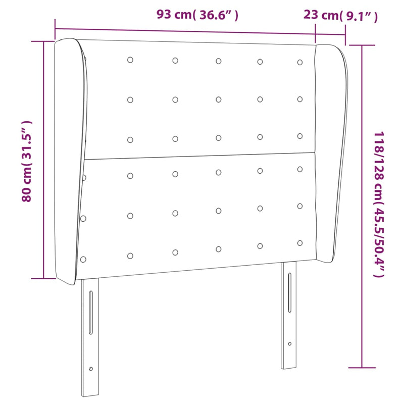 vidaXL fehér műbőr fejtámla szárnyakkal 93x23x118/128 cm