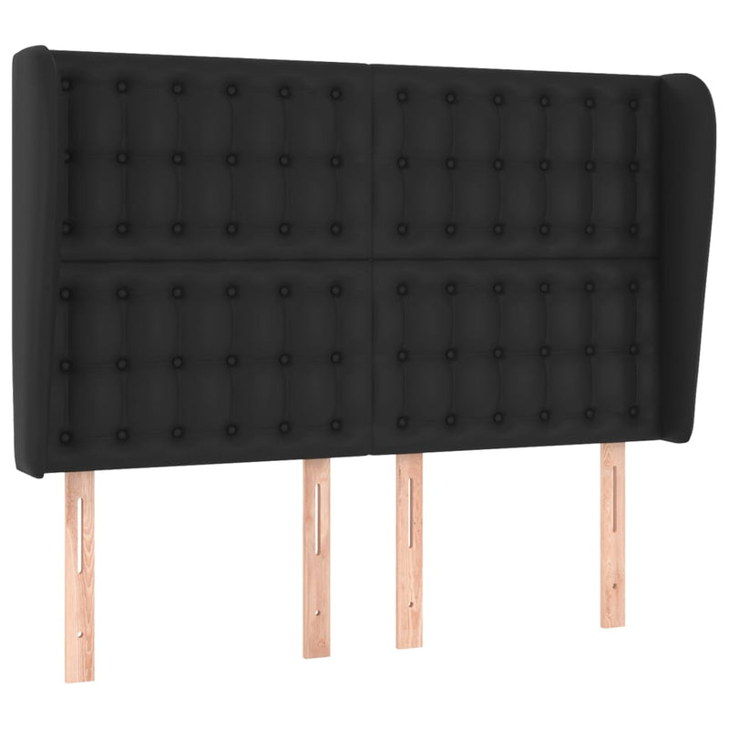 vidaXL fekete műbőr fejtámla szárnyakkal 147 x 23 x 118/128 cm