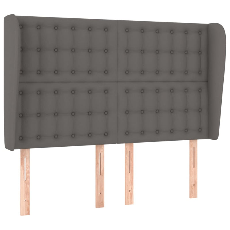 vidaXL szürke műbőr fejtámla szárnyakkal 147 x 23 x 118/128 cm