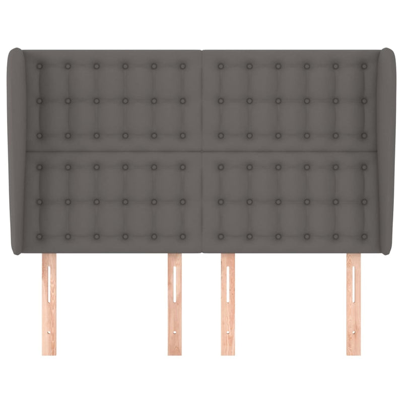vidaXL szürke műbőr fejtámla szárnyakkal 147 x 23 x 118/128 cm