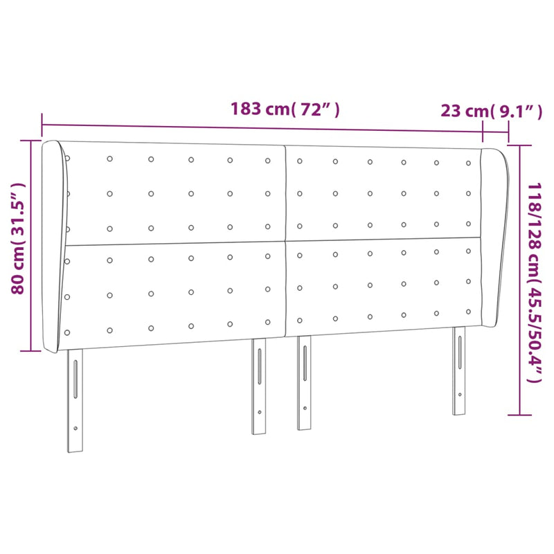 vidaXL fekete műbőr fejtámla szárnyakkal 183x23x118/128 cm
