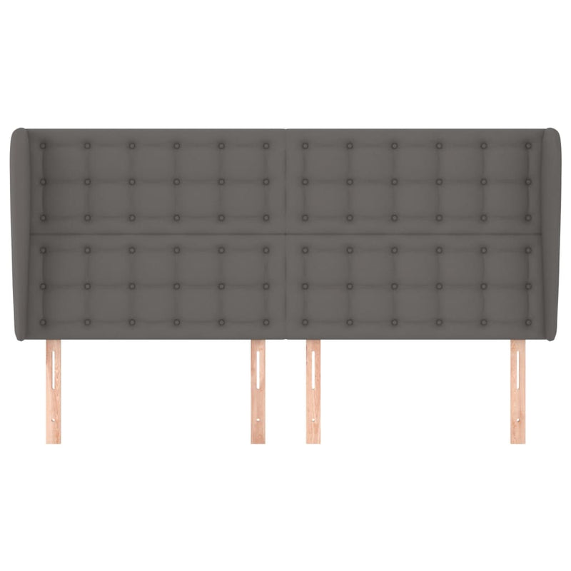 vidaXL szürke műbőr fejtámla szárnyakkal 183x23x118/128 cm