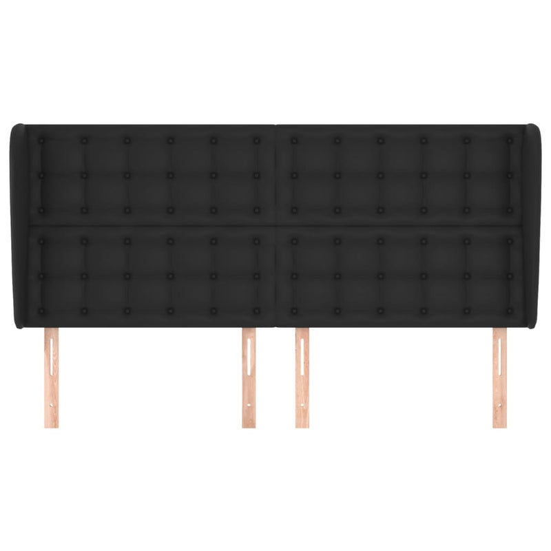 vidaXL fekete műbőr fejtámla szárnyakkal 203x23x118/128 cm