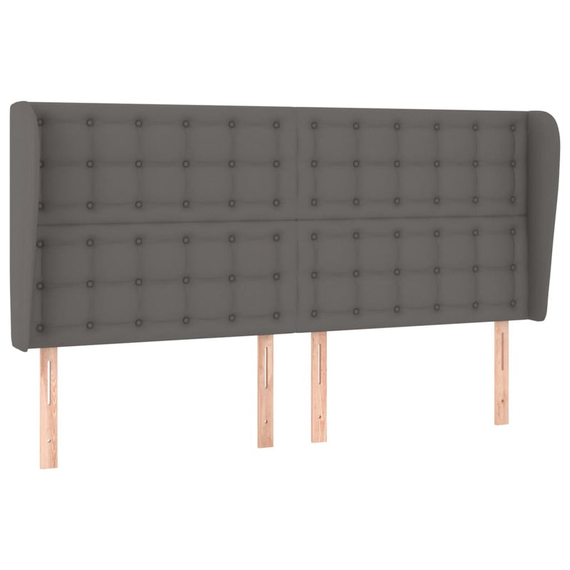 vidaXL szürke műbőr fejtámla szárnyakkal 203x23x118/128 cm