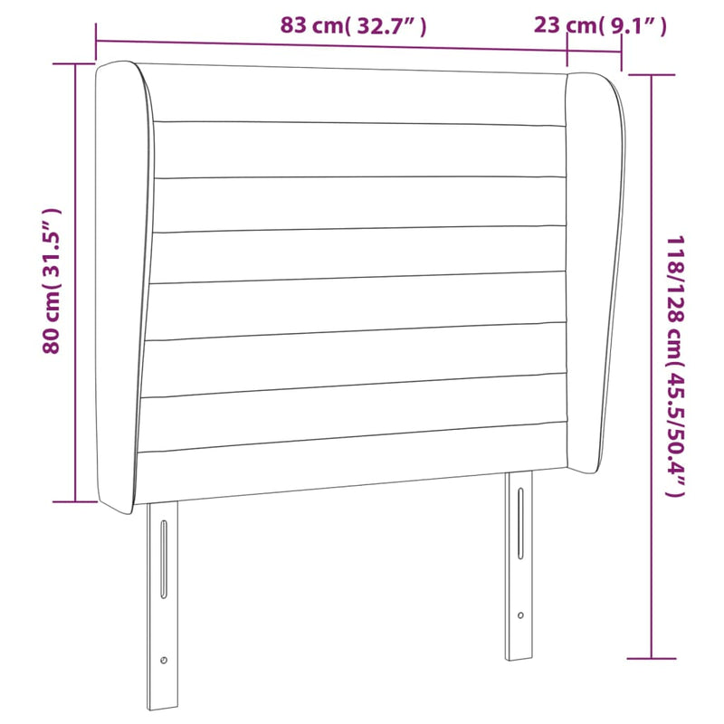 vidaXL világosszürke szövet fejtámla szárnyakkal 83 x 23 x 118/128 cm
