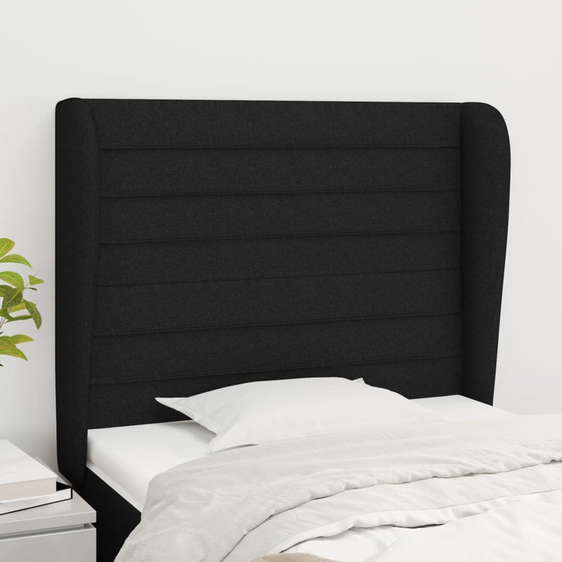 vidaXL fekete szövet fejtámla szárnyakkal 93 x 23 x 118/128 cm