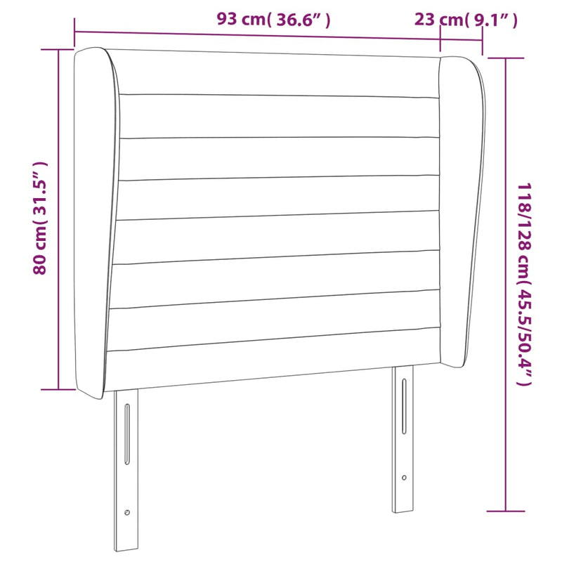 vidaXL sötétbarna szövet fejtámla szárnyakkal 93 x 23 x 118/128 cm