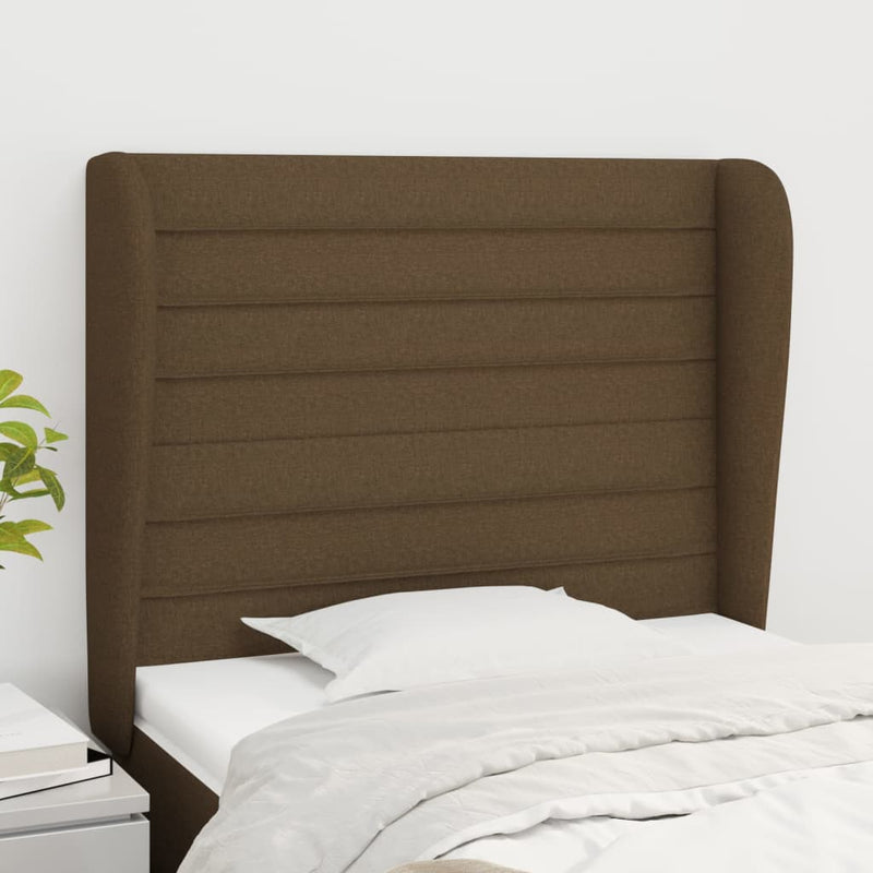 vidaXL sötétbarna szövet fejtámla szárnyakkal 93 x 23 x 118/128 cm