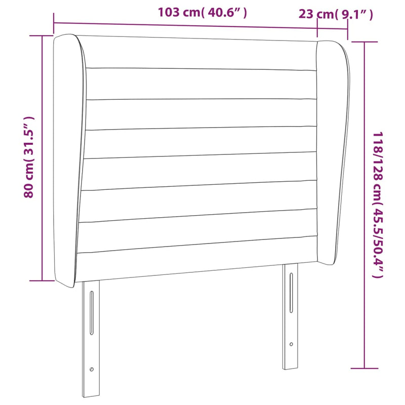 vidaXL világosszürke szövet fejtámla szárnyakkal 103 x 23 x 118/128 cm