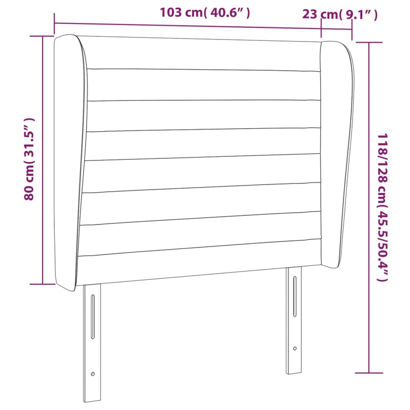 vidaXL sötétszürke szövet fejtámla szárnyakkal 103 x 23 x 118/128 cm