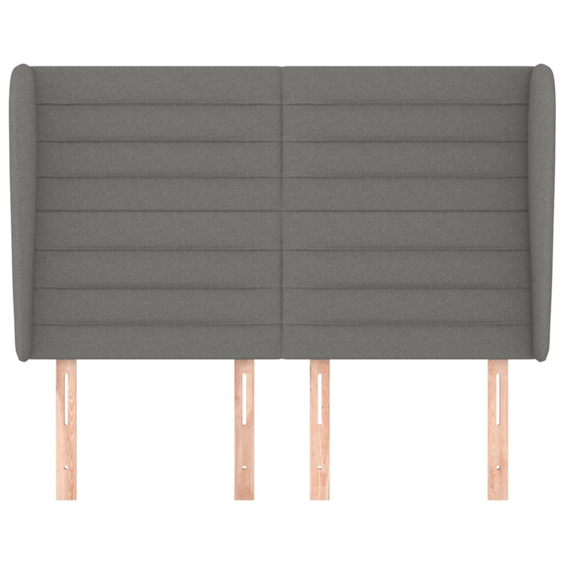 vidaXL sötétszürke szövet fejtámla szárnyakkal 147 x 23 x 118/128 cm
