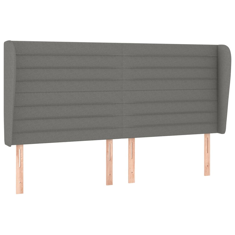 vidaXL sötétszürke szövet fejtámla szárnyakkal 163 x 23 x 118/128 cm
