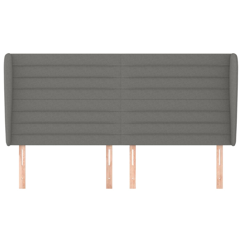 vidaXL sötétszürke szövet fejtámla szárnyakkal 163 x 23 x 118/128 cm