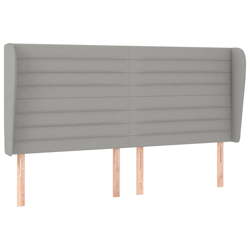 vidaXL világosszürke szövet fejtámla szárnyakkal 183x23x118/128 cm