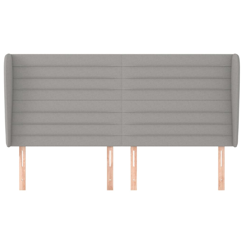vidaXL világosszürke szövet fejtámla szárnyakkal 203x23x118/128 cm