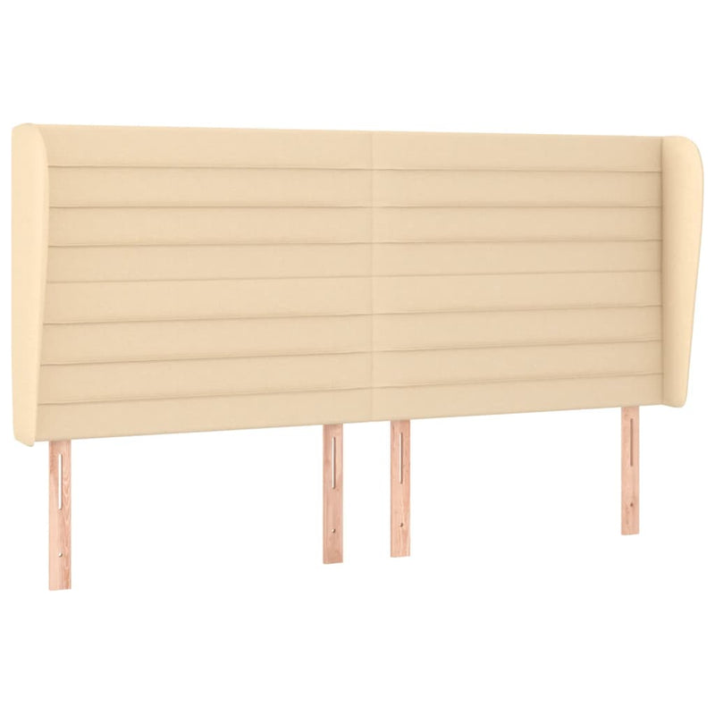 vidaXL krémszínű szövet fejtámla szárnyakkal 203x23x118/128 cm