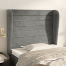 vidaXL világosszürke bársony fejtámla szárnyakkal 83 x 23 x 118/128 cm