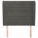 vidaXL sötétszürke bársony fejtámla szárnyakkal 83 x 23 x 118/128 cm