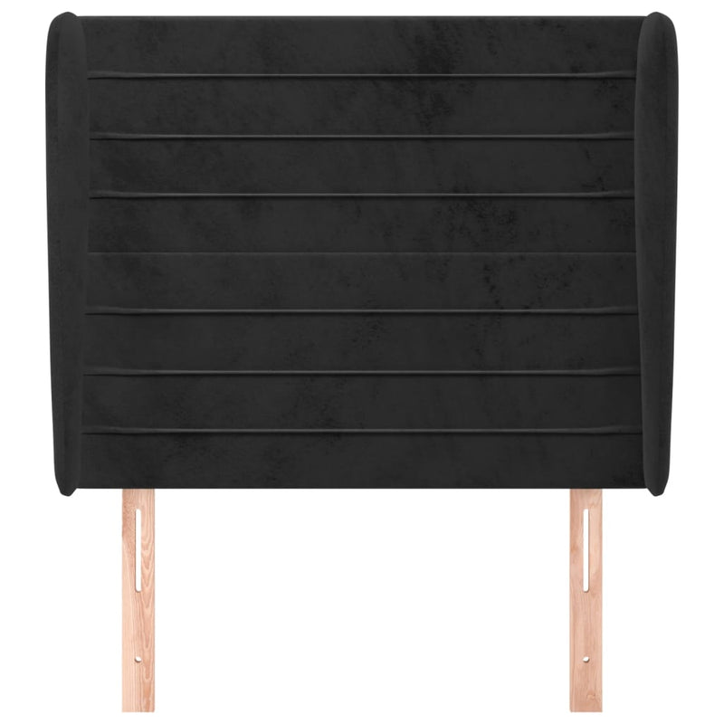 vidaXL fekete bársony fejtámla szárnyakkal 83 x 23 x 118/128 cm