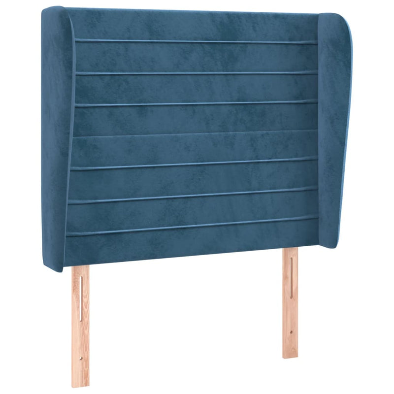 vidaXL sötétkék bársony fejtámla szárnyakkal 83 x 23 x 118/128 cm