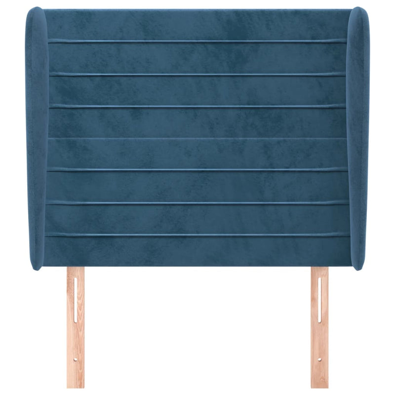 vidaXL sötétkék bársony fejtámla szárnyakkal 83 x 23 x 118/128 cm