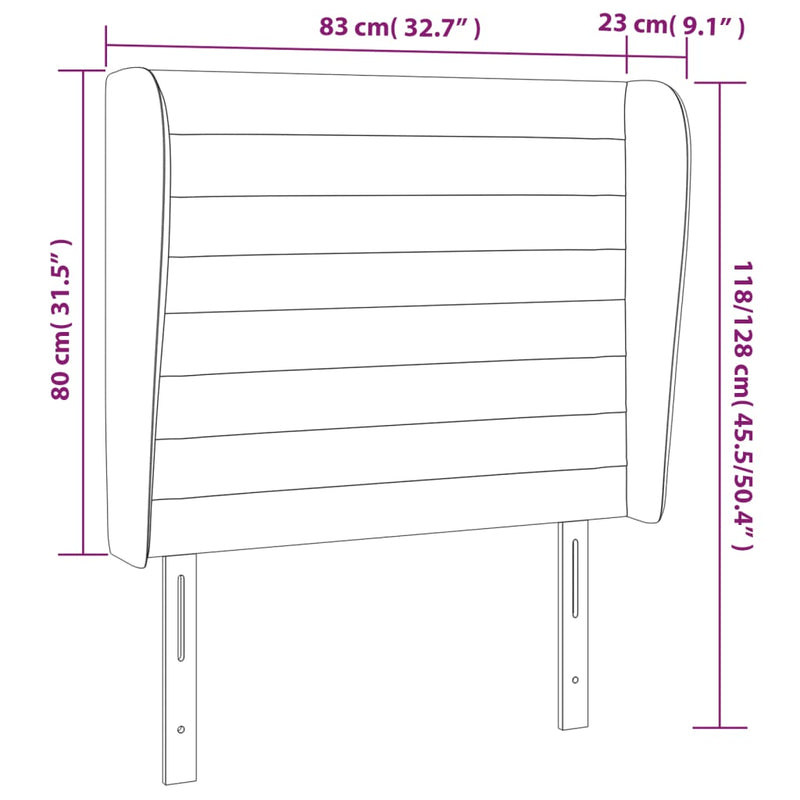 vidaXL sötétkék bársony fejtámla szárnyakkal 83 x 23 x 118/128 cm