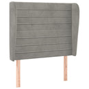 vidaXL világosszürke bársony fejtámla szárnyakkal 93 x 23 x 118/128 cm