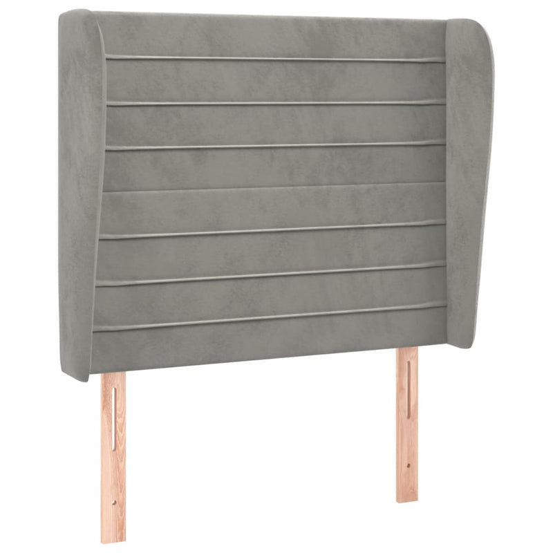 vidaXL világosszürke bársony fejtámla szárnyakkal 93 x 23 x 118/128 cm