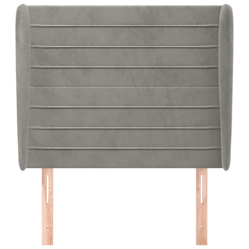 vidaXL világosszürke bársony fejtámla szárnyakkal 93 x 23 x 118/128 cm