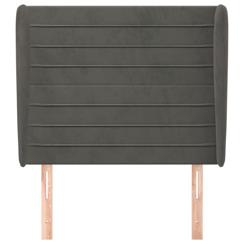 vidaXL sötétszürke bársony fejtámla szárnyakkal 93 x 23 x 118/128 cm