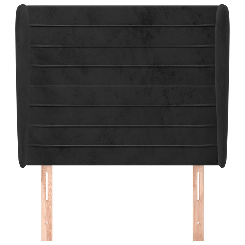 vidaXL fekete bársony fejtámla szárnyakkal 93 x 23 x 118/128 cm