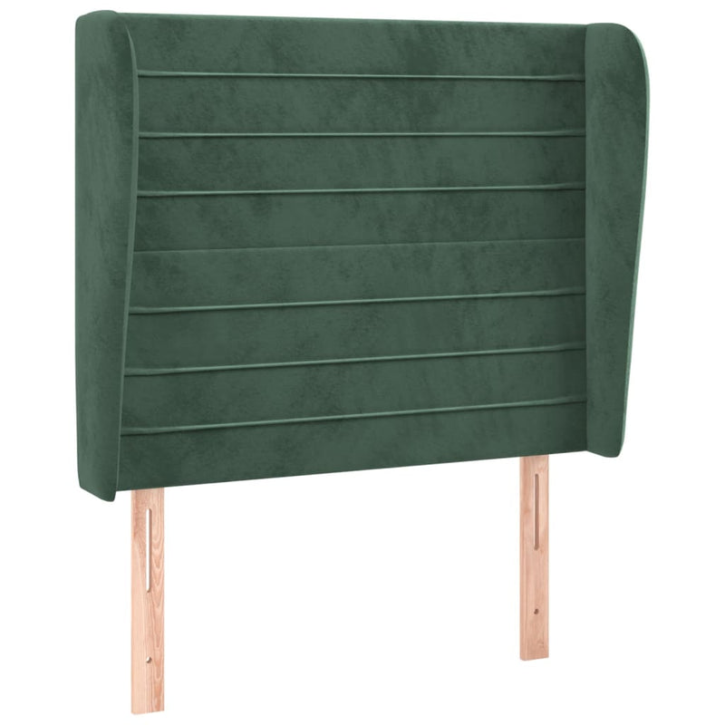 vidaXL sötétzöld bársony fejtámla szárnyakkal 93 x 23 x 118/128 cm