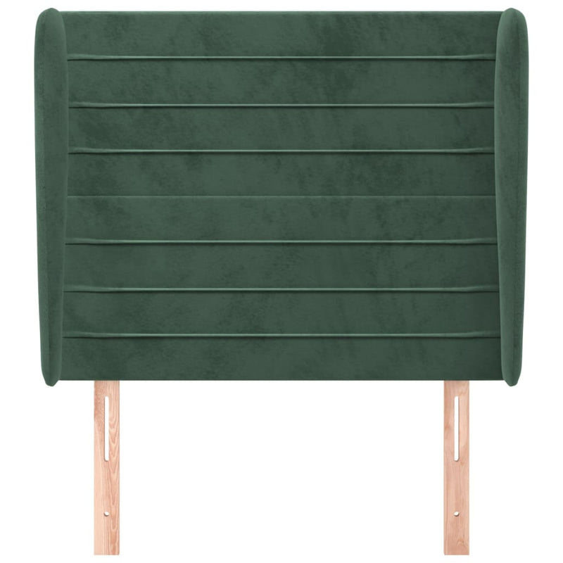 vidaXL sötétzöld bársony fejtámla szárnyakkal 93 x 23 x 118/128 cm