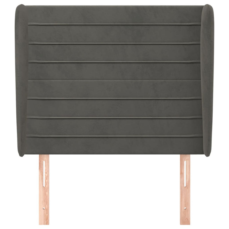 vidaXL sötétszürke bársony fejtámla szárnyakkal 103 x 23 x 118/128 cm