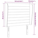 vidaXL sötétszürke bársony fejtámla szárnyakkal 103 x 23 x 118/128 cm