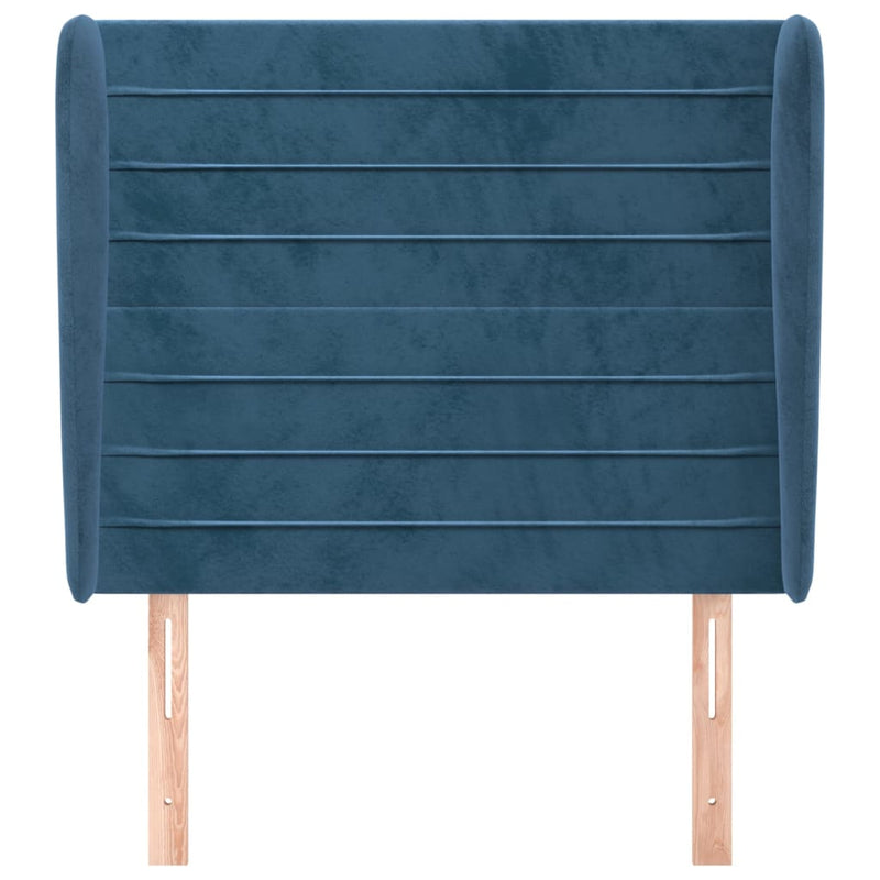 vidaXL sötétkék bársony fejtámla szárnyakkal 103 x 23 x 118/128 cm