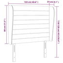 vidaXL sötétkék bársony fejtámla szárnyakkal 103 x 23 x 118/128 cm