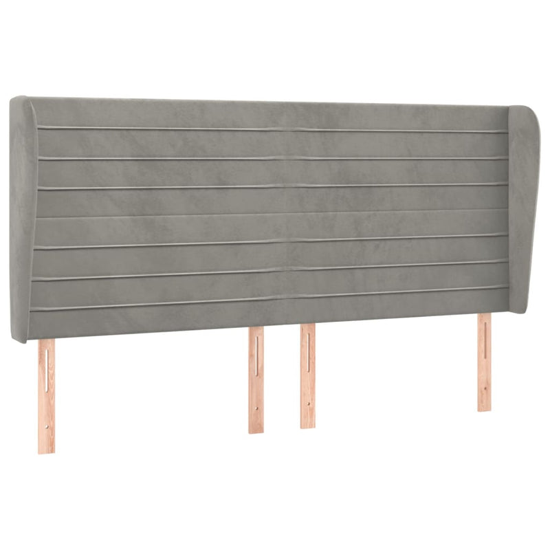 vidaXL világosszürke bársony fejtámla szárnyakkal 203x23x118/128 cm