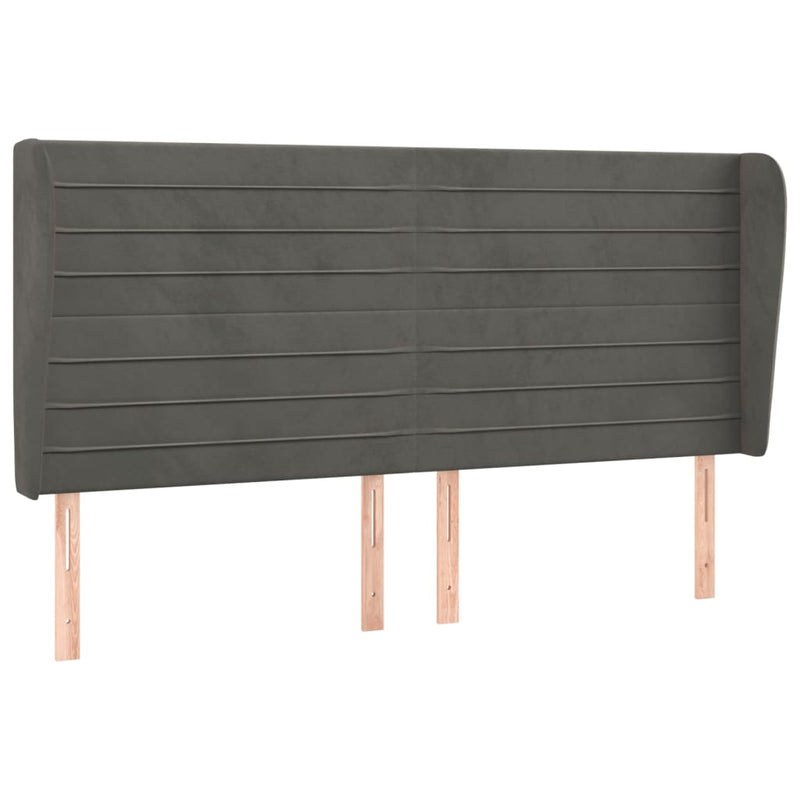 vidaXL sötétszürke bársony fejtámla szárnyakkal 203x23x118/128 cm