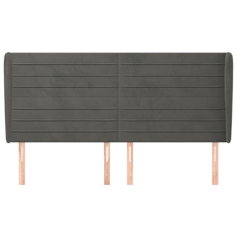 vidaXL sötétszürke bársony fejtámla szárnyakkal 203x23x118/128 cm
