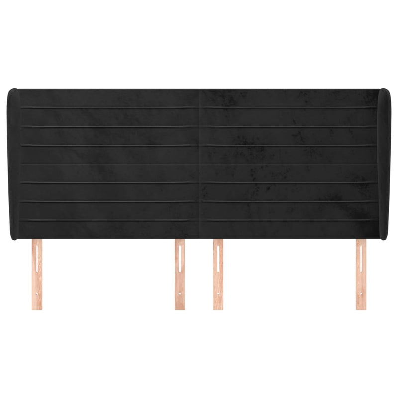 vidaXL fekete bársony fejtámla szárnyakkal 203x23x118/128 cm