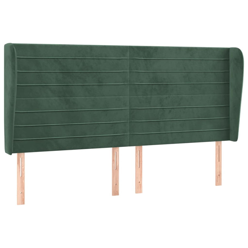 vidaXL sötétzöld bársony fejtámla szárnyakkal203x23x118/128 cm