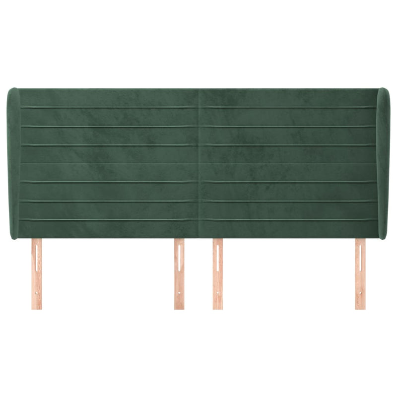 vidaXL sötétzöld bársony fejtámla szárnyakkal203x23x118/128 cm